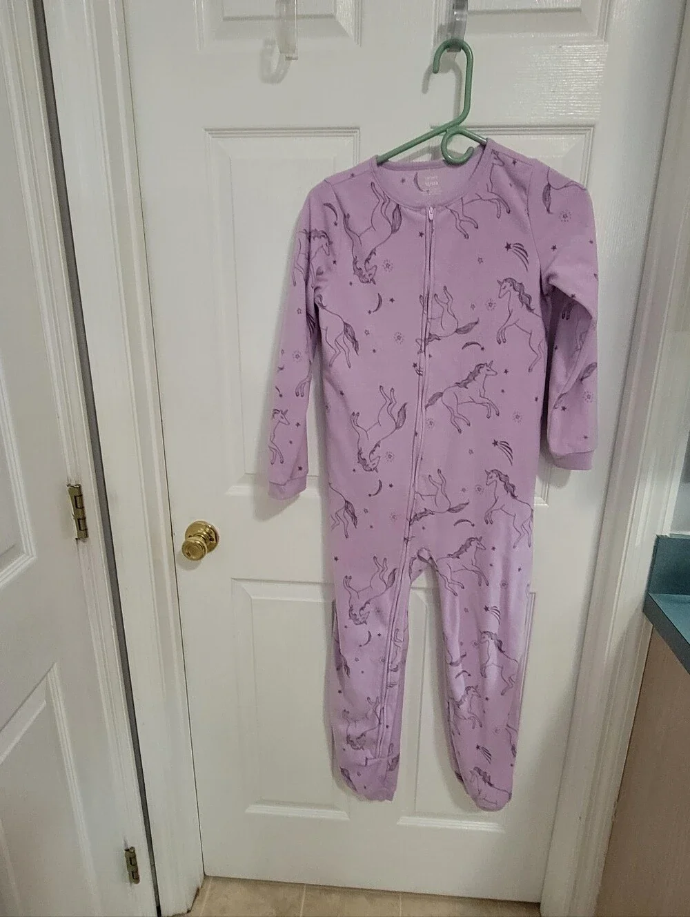 Girls Size 12 Pajama Lot Carter’s Wonder Nation Unicorn Zip-Up PJs
